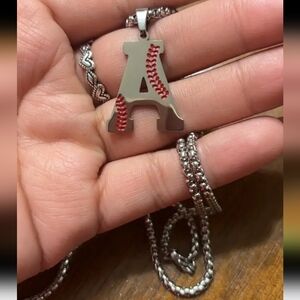 COPY - New baseball initial necklace Stainless Steel all letters available